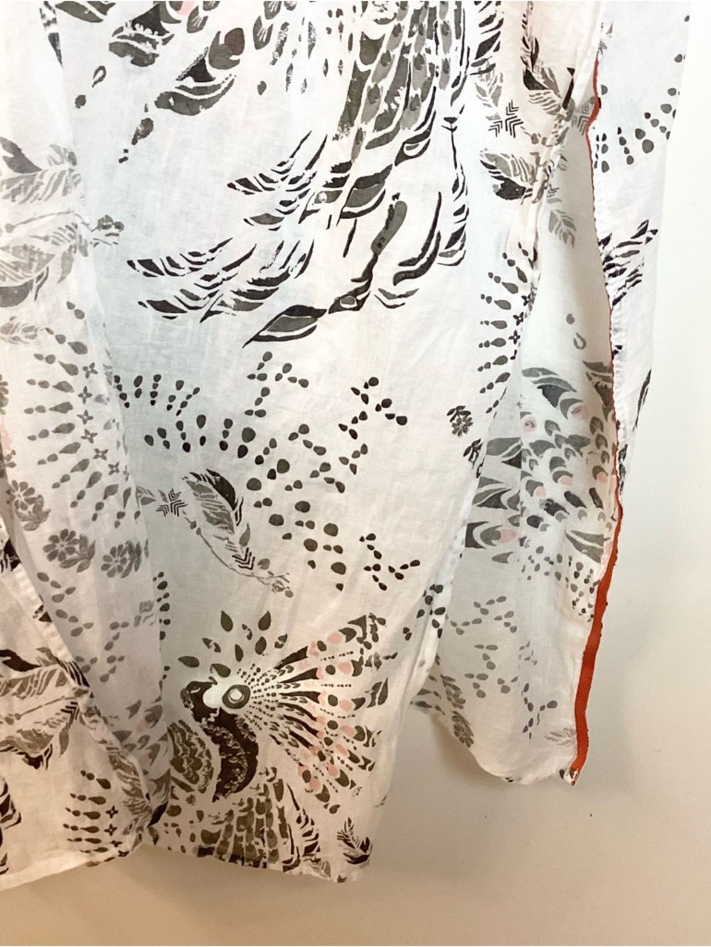 Odd Molly Boho 100% Cotton Bird Print Swim Cover Up - White - One Size - Picture 4 of 9